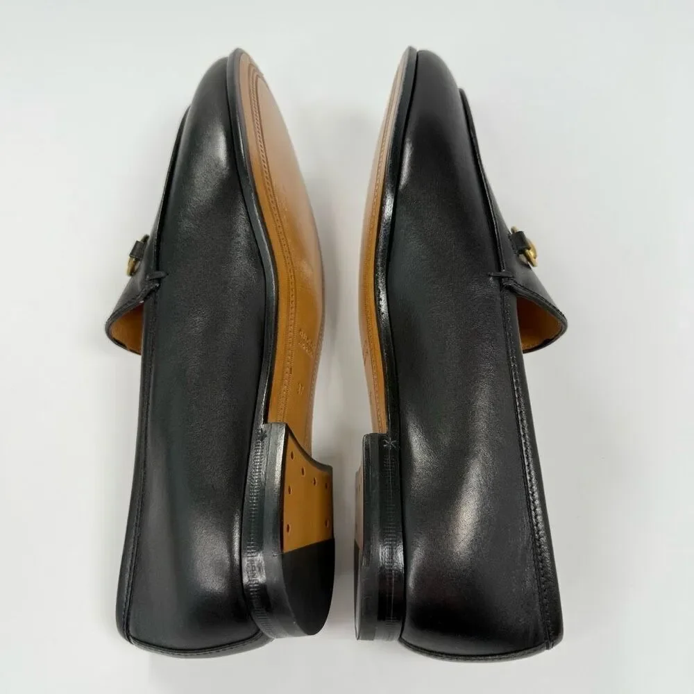 GUCCI Calfskin Womens Jordaan Loafers Size 37 Black
